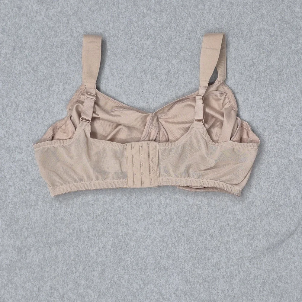 Glamorise Women Bra 42E Beige T Shirt Wireless Strap Adjustable Unlined